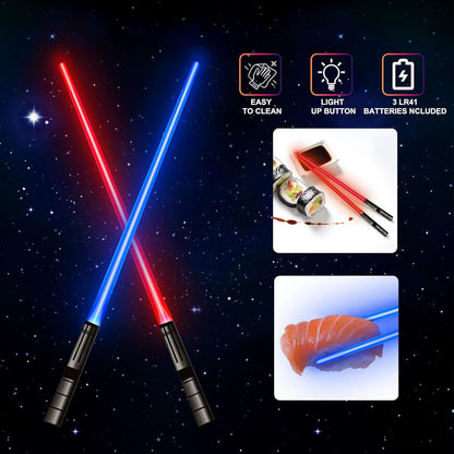 Lightsaber Chopsticks Light up Cool Party Supplies LED Glowing Chopsticks for Holiday Raves Birthday Halloween Sporting Events